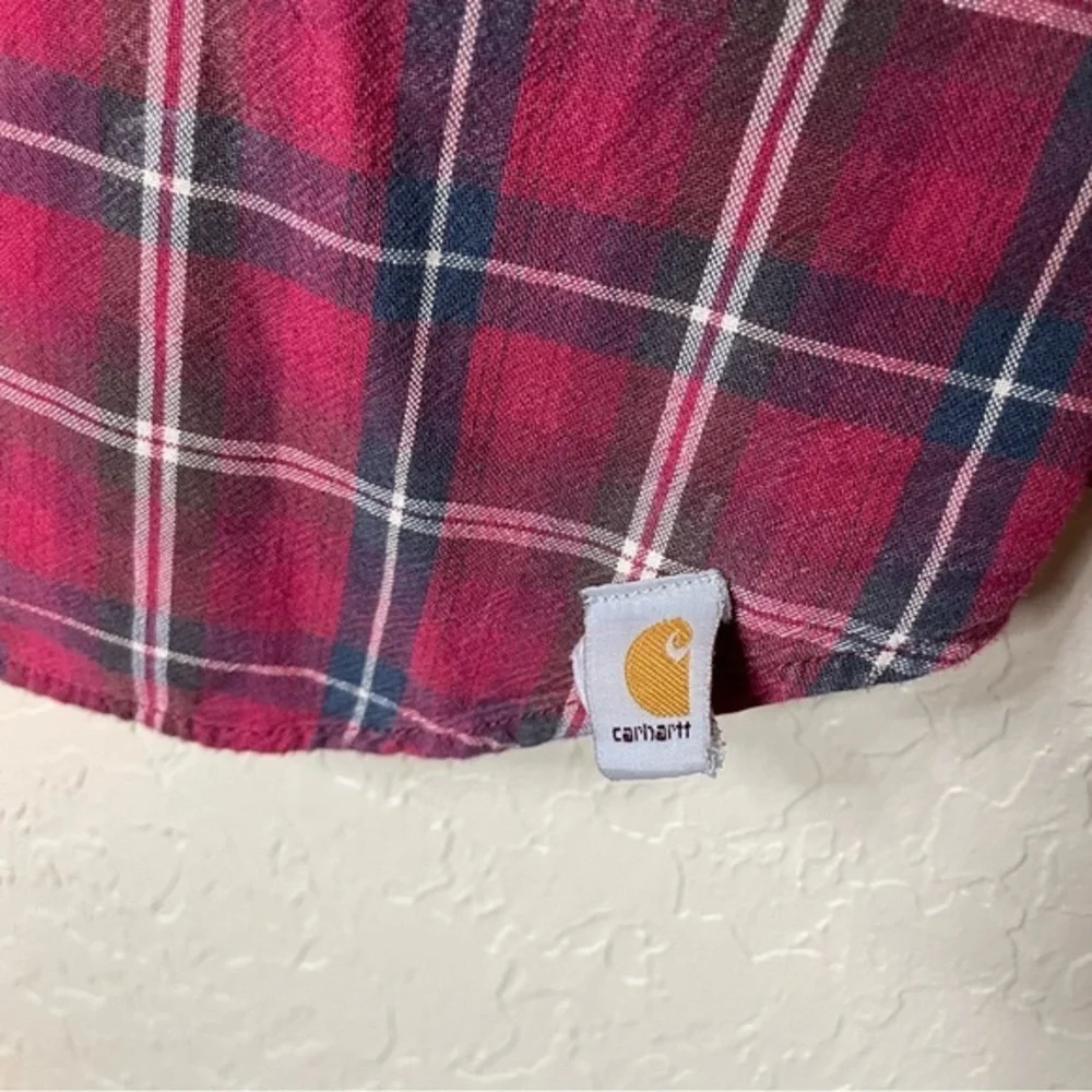 Carhartt Red Black‎ Plaid Long Sleeve Button Up 100% Cotton Men’s Size Medium